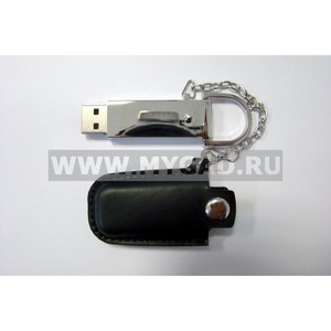 USB флешка MG17214.BK.4gb на 4 Гб, оптовые цены, металлическая, кожаный футляр, черная