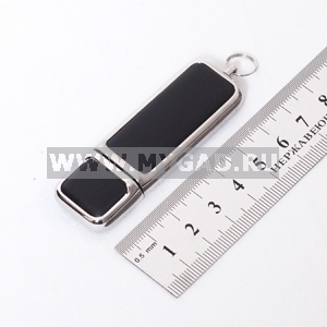 USB флеш-диск на 16 GB, черный, кожаный корпус, металлические вставки, MG17213.BK.16gb с лого