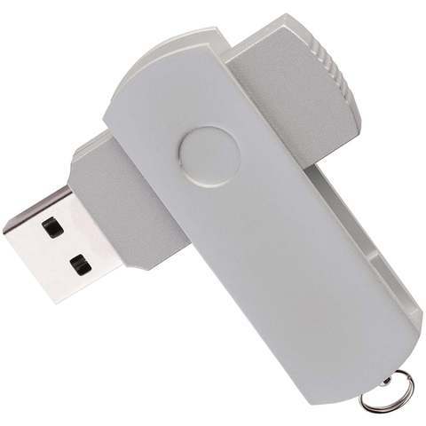 Узнай мнения о заказе usb flash дисков оптом под печать фирменного логотипа на MyGad.ru 1095-serebristaya-fleshka-8-gb-metall-i-plastik-soft-touch-eleganke_1_