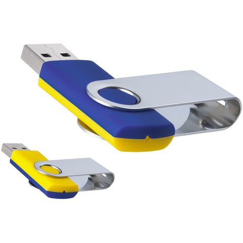 Сине-желтая флешка 8 гб, металл и пластик soft-touch «ТВИСТ-МИКС»