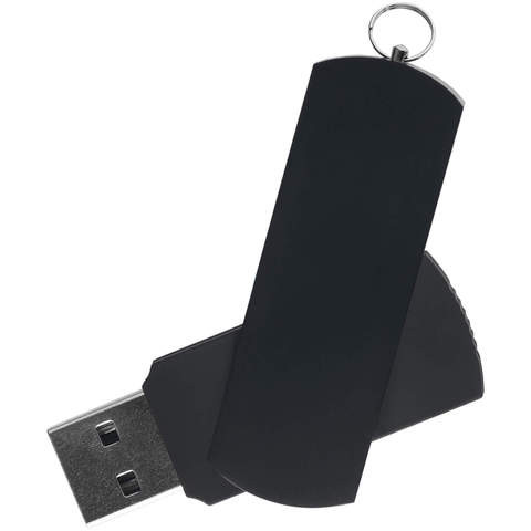 Флешка 8 ГБ черная с черным, металл и пластик soft-touch «ЕЛЕГАНКЕ-КОЛОР»