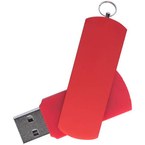 Красная с красным флешка 32 гб, металл и пластик soft-touch «ЕЛЕГАНКЕ-КОЛОР»