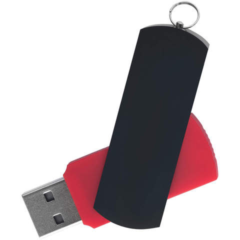 Красная с черным флешка 32 гб, металл и пластик soft-touch «ЕЛЕГАНКЕ-КОЛОР»