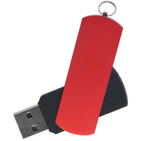 Флешка 16 ГБ черная с красным, металл и пластик soft-touch «ЕЛЕГАНКЕ-КОЛОР»