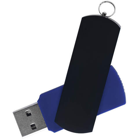 Флешка 16 ГБ темно-синяя с черным, металл и пластик soft-touch «ЕЛЕГАНКЕ-КОЛОР»