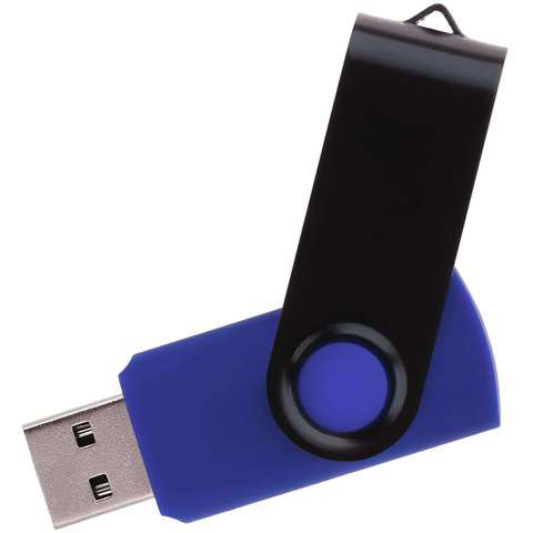 Синяя с черным флешка 64 гб, металл и пластик soft-touch «ТВИСТ-КОЛОР-МИКС»