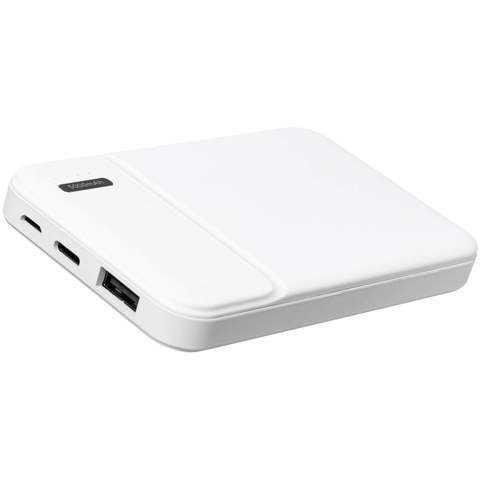 Белый внешний аккумулятор с подсветкой логотипа sunny soft, 5000 ма·ч, пластик и soft-touch