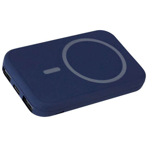 Синий внешний беспроводной аккумулятор magik soft type-c 5 вт, 5000 ма·ч, пластик и soft-touch