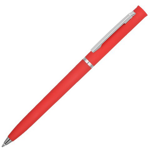 Ручка красная, пластик и soft-touch «ЕУРОПА-СОФТ»