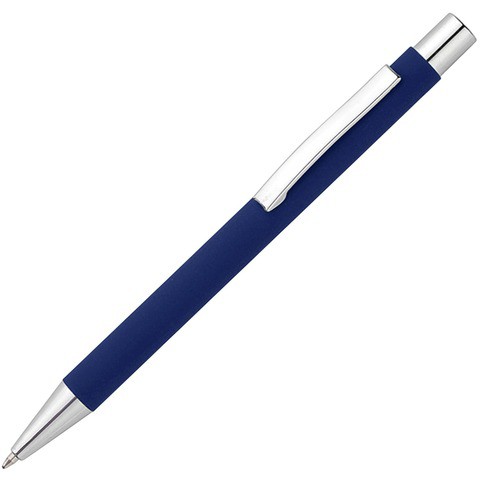 Ручка темно-синяя, металл и soft-touch «МАКС-СОФТ-МИРРОР»