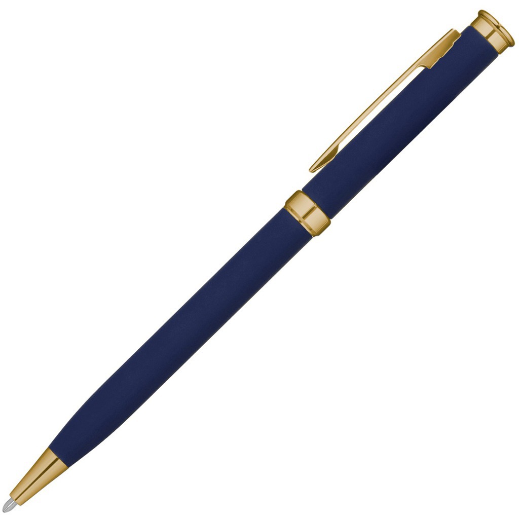 Фотография Темно-синяя ручка, металл и soft-touch «МЕТЕОР-СОФТ»
