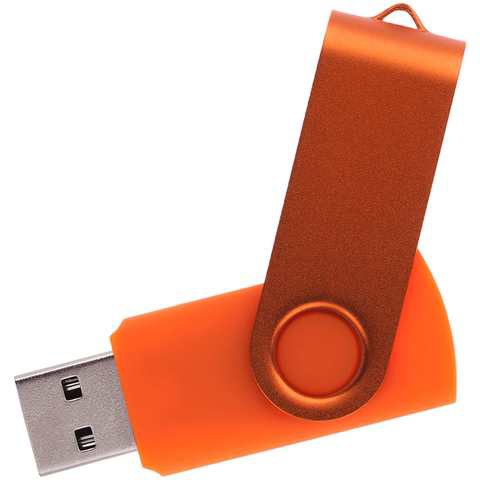 Флешка 16 ГБ оранжевая, металл и пластик soft-touch «ТВИСТ-КОЛОР»