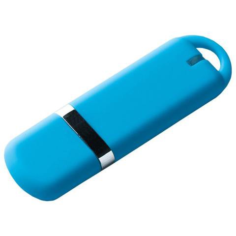 Голубая флешка 16 гб, пластик и soft-touch «МИРАКС-СОФТ»