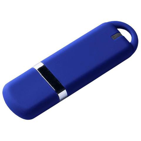 Флешка 16 ГБ синяя pantone 072c, пластик и soft-touch «МИРАКС-СОФТ»