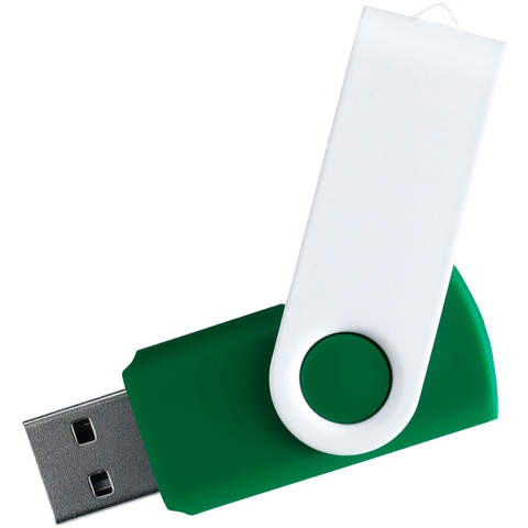 Зеленая с белым флешка 4 гб, металл и пластик soft-touch «ТВИСТ-ВХИТЕ-КОЛОР»