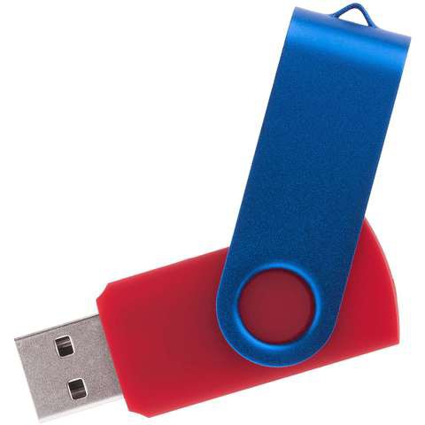 Красная с синим флешка 32 гб, металл и пластик soft-touch «ТВИСТ-КОЛОР-МИКС»